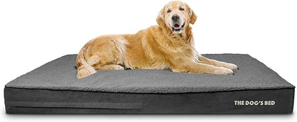 The Dog’s Bed Orthopedic Memory Foam Dog Bed Mattress, Plush Fabric, Grey Plush, XXXL, 6-Inch