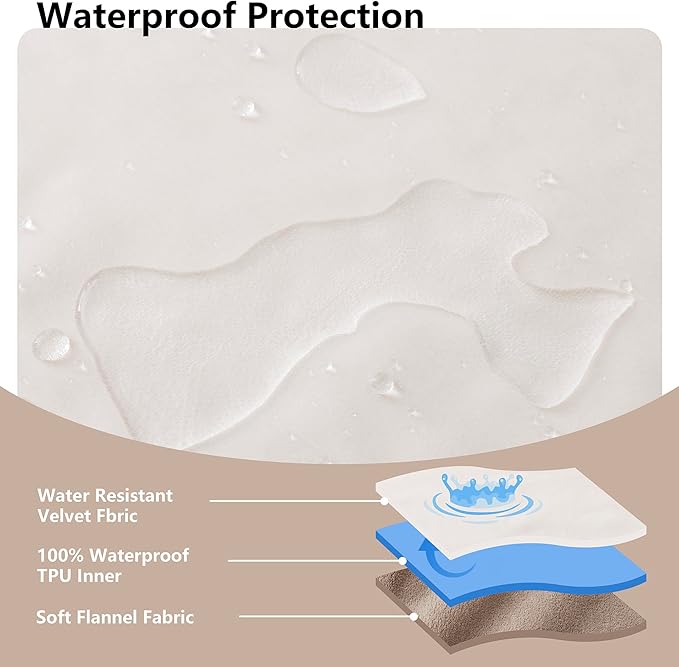 Waterproof Dog Blanket for Small Dogs, Leak Proof Pet Throw Couch Blankets Reversible Sofa Bed Furniture Protector Machine Washable-25 x35,Beige+Khaki