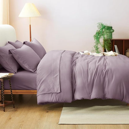 CozyLux King Size Comforter Set Dusty Purple, 7 Pieces Bed in a Bag King Comforter Set with Sheets, Bedding Set with Down Alternative Comforter, Fitted Sheet, Flat Sheet, Pillow Shams and Pillowcases