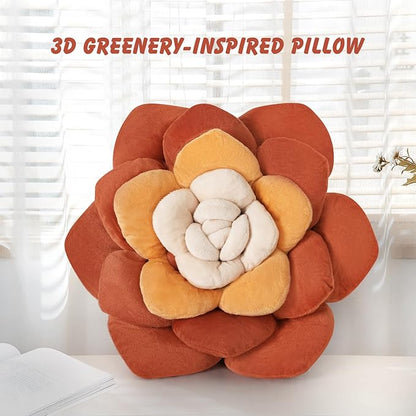 Flower Throw Pillow - 13.8" Plant Shaped Cushion, Soft Plush Decorative Pillow for Bedroom & Living Room, Unique Purple Design, Home Decor Accen
