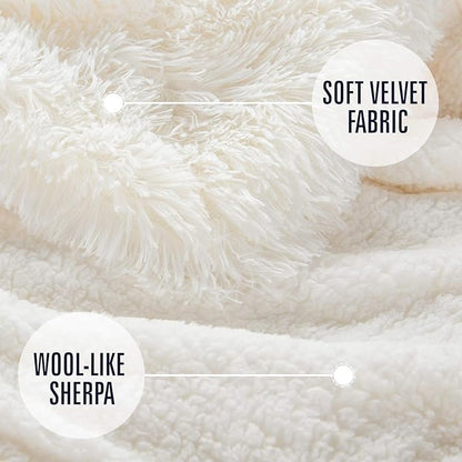 LOCHAS Luxury Fluffy Dog Blanket, Extra Soft and Warm Sherpa Fleece Pet Blankets for Dogs Cats, Plush Furry Faux Fur Puppy Throw Cover, 30''x40'' Cream White