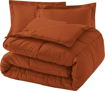 Elegant Comfort 3-Piece Box Stitched Down Alternative Comforter with Shams - Ultra Soft for All Season Duvet Insert with Corner Tabs, Plush Cozy 3PC Comforter Set, Oversize King, Coral