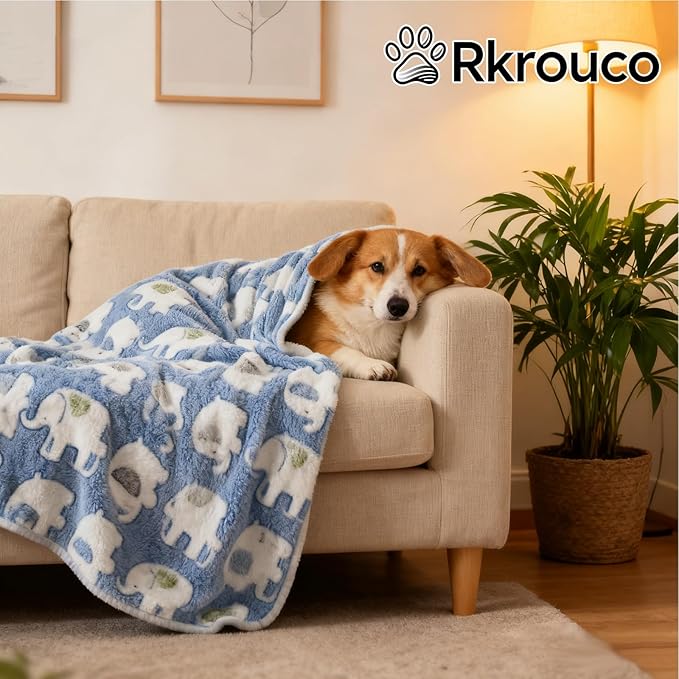 Three Piece Pet Blanket Set for Dogs Cats Soft Comfy Puppy and Kittens Bed Blanket Fluffy Fleece Pets Throw with Cute Patterns (Large 41x30 inch, Cute Animals)