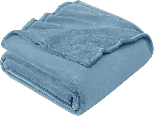 Hansleep Fleece Blanket Twin Size Washed Blue, Soft Cozy Twin Fuzzy Flannel Lightweight Blanket for Bed, Sofa, Couch, Travel, Camping, Washed Blue, 60x80 Inches