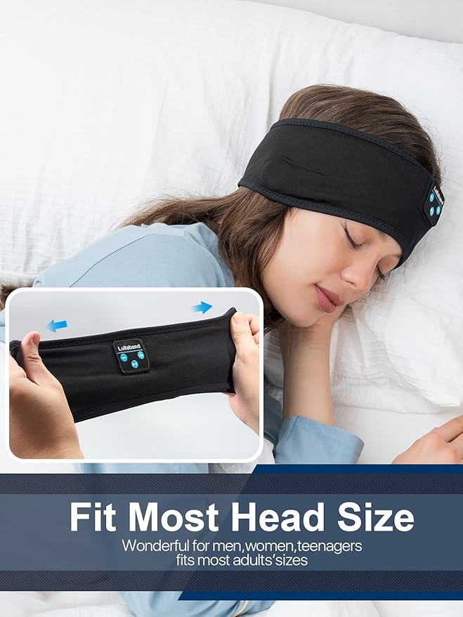 Lullaband Bluetooth Headband, Sleep Headphones for Side Sleepers, Sleeping Headphones Comfortable Headband with Thin Speaker Microphone Handsfree Gift