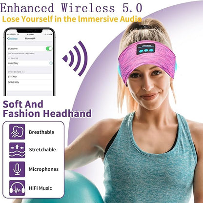 Wireless Sleep Headphones for Women - Bluetooth Headband for Side Sleepers with Adjustable Headband (Rose Red)