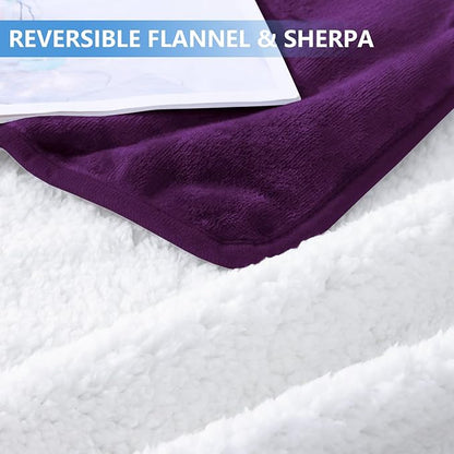 Smiry Waterproof Dog Bed Blanket, Leakproof Pet Throw Blanket for Bed Couch Sofa, Reversible Sherpa Fleece Furniture Protector Cover for Small Medium Large Dogs Cats (Purple, 32x40 inches)