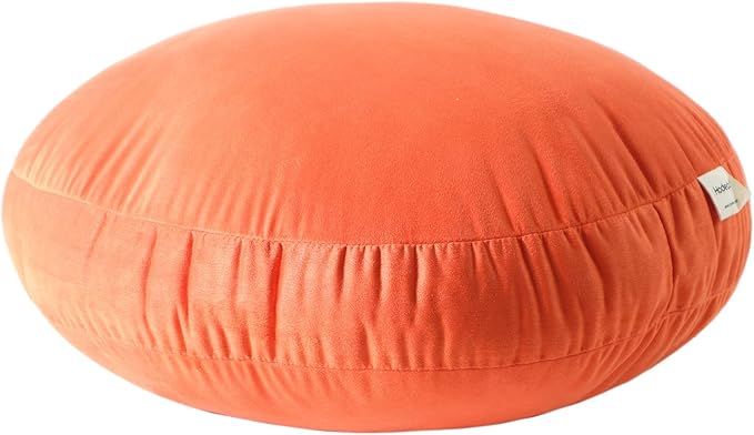 Round Throw Pillows Down-Like Polyester Filling Super Soft Ultra Fluffy Feather-Like Touching Decorative Circle Floor Cushion for Couch Bed Sofa Office Car, 1 Piece (18x18 Inches, Orange)