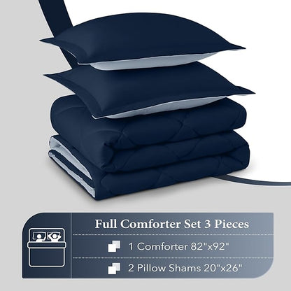 downluxe Full Size Comforter Set - Blue and Sapphire Full Comforter - Soft Bedding Sets for All Seasons -3- Piece Comforter Set Full with 2 Reversible Pillow Shams