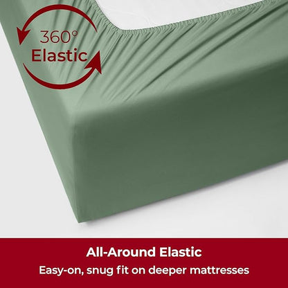 Mellanni Extra Deep Queen Sheets - 4 PC Iconic Collection Bedding - Hotel Luxury, Ultra Soft, Cooling Bed Sheets - Wrinkle, Fade, Stain Resistant (Queen, Sage)