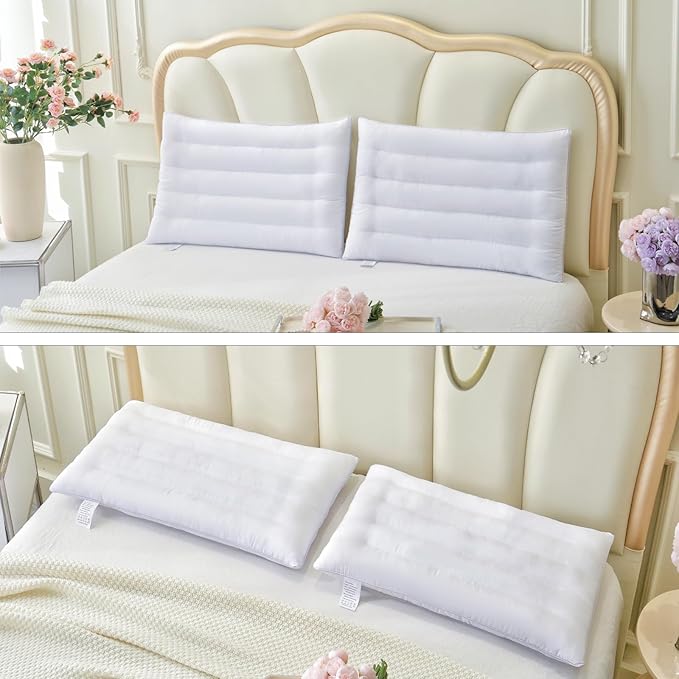 2 Pack Thin Pillow for Stomach and Back Sleeper Low Pillow Flat Bed Pillow Flat Design Pillows Ultra Slim 2.5 Inches Deeper Sleep (Pack of 2)