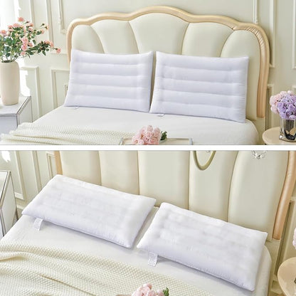 2 Pack Thin Pillow for Stomach and Back Sleeper Low Pillow Flat Bed Pillow Flat Design Pillows Ultra Slim 2.5 Inches Deeper Sleep (Pack of 2)
