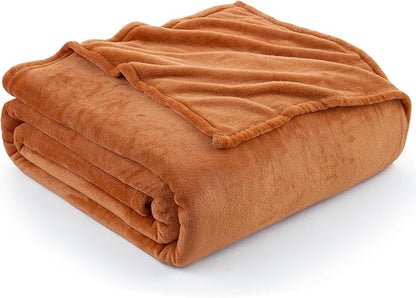 Hansleep Fleece Pumpkin Orange Full Blanket, Super Soft Flannel Fuzzy Plush Cozy Blanket for All Seasons, Pumpkin Orange, Full 84x90 Inches