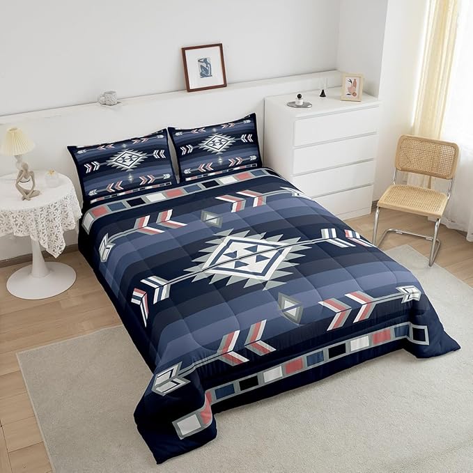 Erosebridal Southwestern Tribal Bedding Sets Toddler American Native Western Comforter Set for Boys Teen Adults Men,Boho Aztec Quilt Comforter Rustic Farmhouse Bed Set Cabin Lodge Decor 1 Pillow Case