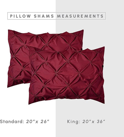 Elegant Comfort 8-Piece Pinch Pleated Comforter Set - All Season Complete Bed in a Bag, Includes 4pc Smart Sheet Set, Bed Skirt, Comforter, Matching Pillowcases and Shams, Twin/Twin XL, Wine Red