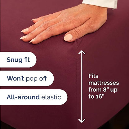 Twin 4 Piece Sheet Set - Comfy Breathable & Cooling - Ultra Soft Hotel Luxury Bedding Set w/ 8-16 Inch Deep Pockets - 1 Flat & 1 Fitted Sheet & 2 Pillowcases - Wrinkle Free and Easy Care - Burgundy