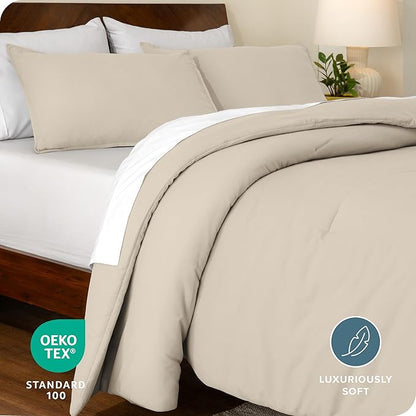 Bare Home Comforter Set - Full Size - Ultra-Soft - Goose Down Alternative - Premium 1800 Series - All Season Warmth Comforter (Full, Sand)