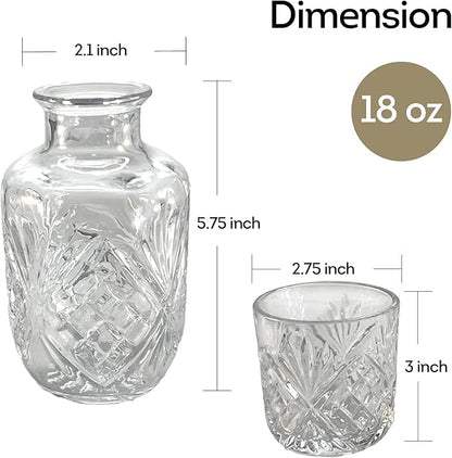 Lily's Home 18 oz Water Carafe, Bedside Water Carafe for Nightstand or Guest Bedroom, Clear Mouthwash Dispenser for Bathroom, Stay Hydrated Convenient Carafe