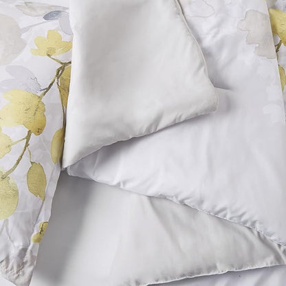 Madison Park Essentials Bed in A Bag - Trendy Casual Design Cozy Comforter with Complete Sheet Set with Side Pocket, All Season Cover, Matching Shams, Full, Alexis, Leaf Yellow 9 Piece