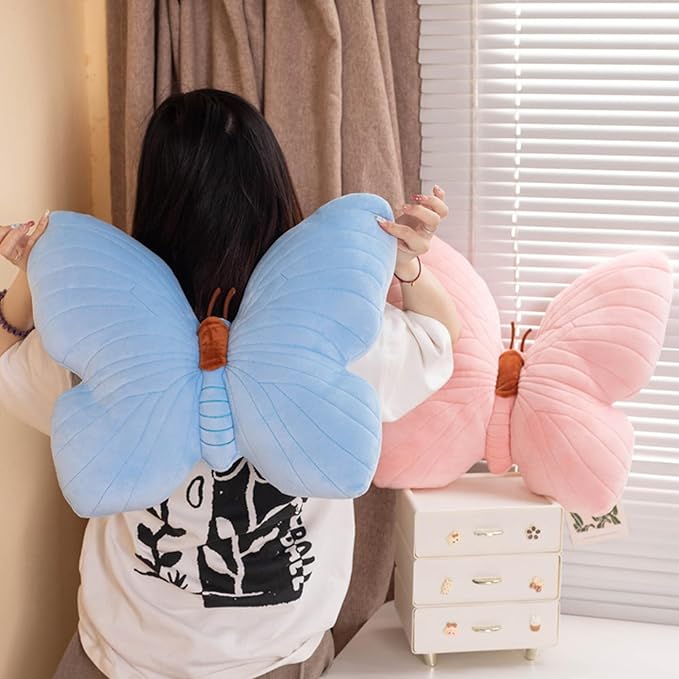 PEACH CAT Butterfly Pillow Decorative Butterfly Shaped Throw Pillows 15.7" x 15.7" Cute Plush Cushion Decor for Bedroom Living Room Sofa Couch Pink