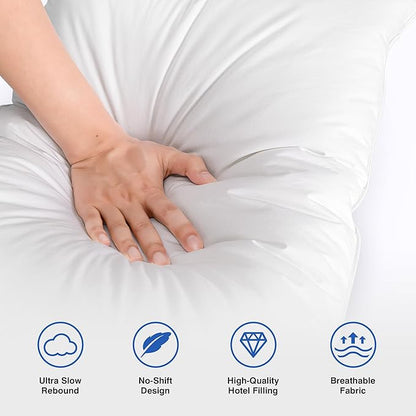 Feather Pillows King Size Set of 2 - Goose Down Hotel Bed Pillow for Sleeping, Soft 600 Thread Count Cotton Cover, Fluffy Support Surround Fill Polyester for Side, Back and Stomach Sleepers