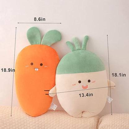 Carrot Throw Pillows Decorative Cute Soft Vegetable Hugging Pillow Stuffed Food Soft Plush Cushion Décor for Birthdays Gifts Home Decor (Orange)