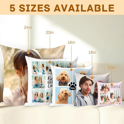 Custom Pillow with Insert, Personalized Throw Pillows with Picture Text - Double-Sided Printing | 5 Sizes & 10 Colors, Customized Pillow Gifts for Mom Grandma, Best Mom Ever Gifts