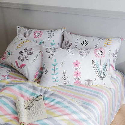 HighBuy Floral Comforter Set Twin XL for College Girl, Aesthetic Flowers Printed Bedding Set Soft Colorful Floral Comforter Set Coquette Cottagecore Bedding Comforter Fluffy with 2 Pillowcases