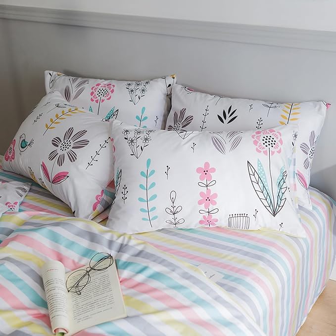 HighBuy Floral Comforter Set King Size,3 Piece Aesthetic Pink Flowers Comforter Set Fluffy Soft,Coquette Boho Cottagecore Comforter with 2 Pillowcases,Shabby Chic Comforter with 2 Pillowcases