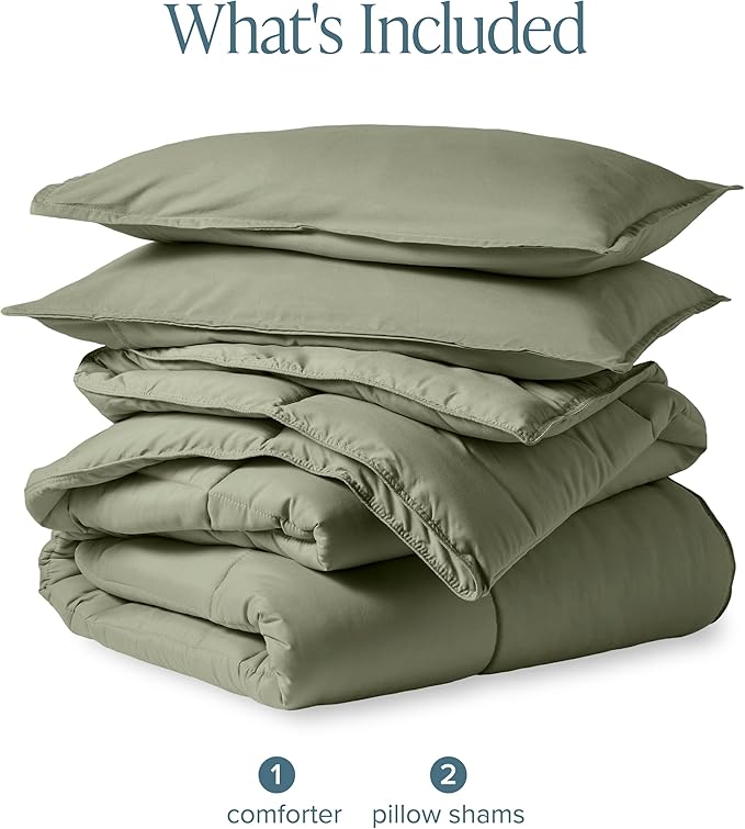 Bare Home Comforter Set - Full Size - Ultra-Soft - Goose Down Alternative - Premium 1800 Series - All Season Warmth (Full, Sage)