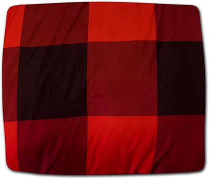 7 Piece Comforter Set Bag Solid Color All Season Soft Down Alternative Blanket & Luxurious Microfiber Bed Sheets, Queen, Buffalo Plaid Burgundy/Black