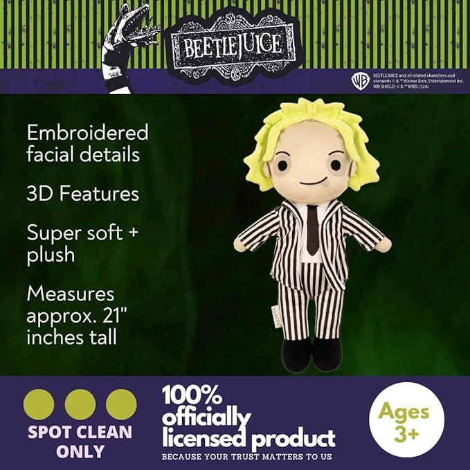 Collectibles Beetlejuice Halloween Bedding Super Soft Cozy Decorative Pillow, (Officially Licensed Product) By Franco