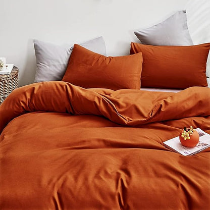 Pureant Burnt Orange Comforter Set Full Size Women Girls Terracotta Red Bedding Comforter Sets Rust Full Comforter Cotton Soft Boho Caramel Full Size Comforter Sets Reddish Orange Blankets Breathable