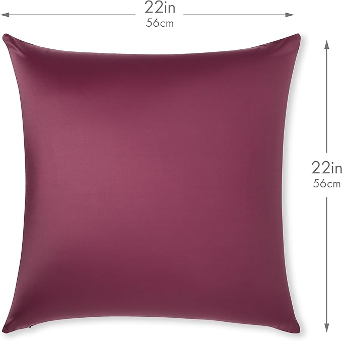 PILLOWY 22x22 Throw Pillow - Burgundy - Merlot: 1Pcs Luxurious Premium Microbead Pillow with 85/15 Nylon/Spandex Fabric. Forever Fluffy, Outstanding Beauty & Support. Silky, Soft & Beyond Comfortable
