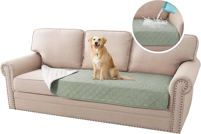 H.VERSAILTEX Couch Cover for Dogs Washable 100% Waterproof Sofa Cushion Cover Dog Bed Cover Non-Slip Pet Blanket for Sofa Cushion Protector, 35" x 62", Sage