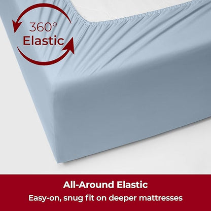 Mellanni Extra Deep King Sheets - 4 PC Iconic Collection Bedding - Hotel Luxury, Ultra Soft, Cooling Bed Sheets - Wrinkle, Fade, Stain Resistant (King, Blue Hydrangea)
