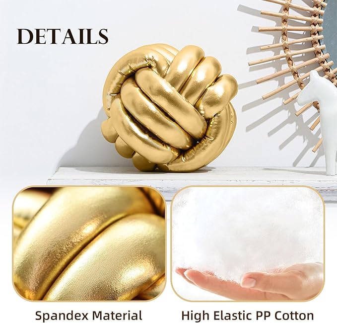 Handmade Round Knot Ball Pillow Pillow Plush Pillow Knotted Pillow Bedroom Decor Plush Knot Medium Size 11Inch Gold