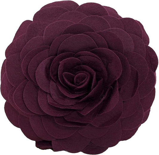 Fennco Styles Eva's Flower Garden Decorative Filled Throw Pillow 13" Round - Wine Floral Accent Pillow for Home, Couch, Bed, Living Room, Holiday and Office Décor