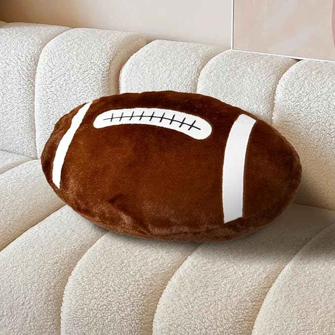 Football Pillow,Stuffed Football Throw Pillow,Cute Football Plush for Football Fans Creative Room Decor,Fluffy Durable Football Plushies Gift for Kids Party Birthday Decor(15.7 Inches)