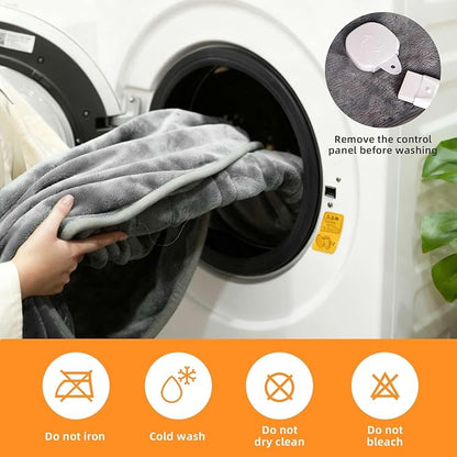 RAINOVA Heated Blanket Electric Throw, Electric Blanket-62''x84'', Soft Heating Blanket, 10-Level Heating, 10-Hour Auto-Off, Gifts for Parents and Elders, Gray, ETL & FCC Certified