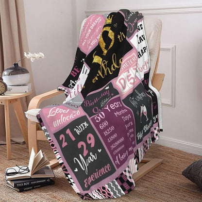 50 Birthday Gifts for Women, 50th Birthday Blanket with Gift Box for Women, Gifts for A 50th Birthday, Happy 50th Birthday Decorations Gift Ideas for Her, 50th Birthday Gifts Throw Blanket 60"x50"