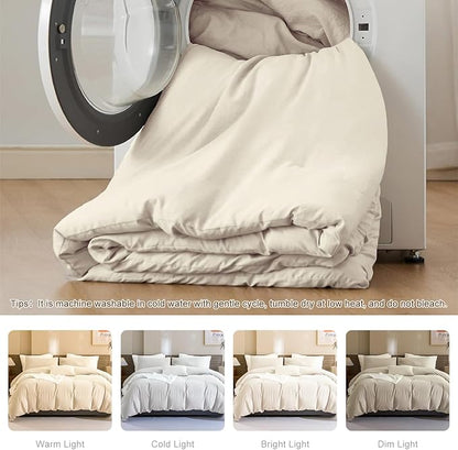 CozyTide California King Comforter Set (106×96 Inch),Cotton Comforter with Microfiber Inner Fill,Lightweight Fluffy Cal King Wheat Comforter Ultra Soft 3 Pieces