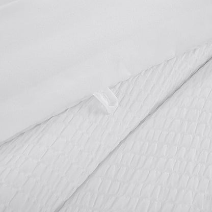 HOMBYS 3 Piece Seersucker Oversized King Comforter Set 128x128, Breathable White Soft Comforter Set, Lightweight Bedding Comforter Sets with Comforter for All Season