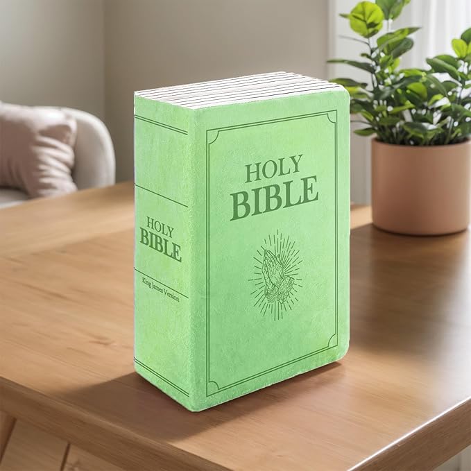 The Holy Bible Pillow Plush- Book Shape, Openable, Cozy Faith Bible Pillow Christian Bible Verse Pillow (Green)