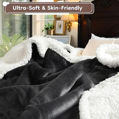 Electric Heated Blanket Twin Size 62"×84", Luxurious Breathable Flannel with 4 Heat Settings, 10-Hour Auto Shut-Off & Overheat Protection, for Bed & Couch, Cozy Gift - Iron Gray