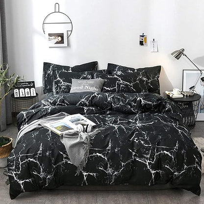 Cottonight Black Marble Comforter Set Full Marble Bedding Comforter Set Black and White Abstract Modern Blanket Quilts Marble Texture Comforter Black Bedding Set for Men Women Adults Kids