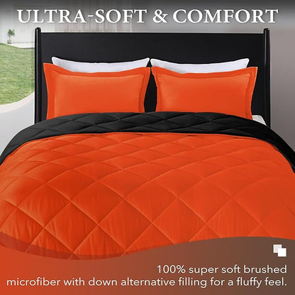 downluxe Full Comforter Set - Flame and Black Full Comforter, Soft Bedding Sets for All Seasons -2 Pieces - 1 Comforter (82"x92") and 1 Pillow Sham(20"x26")