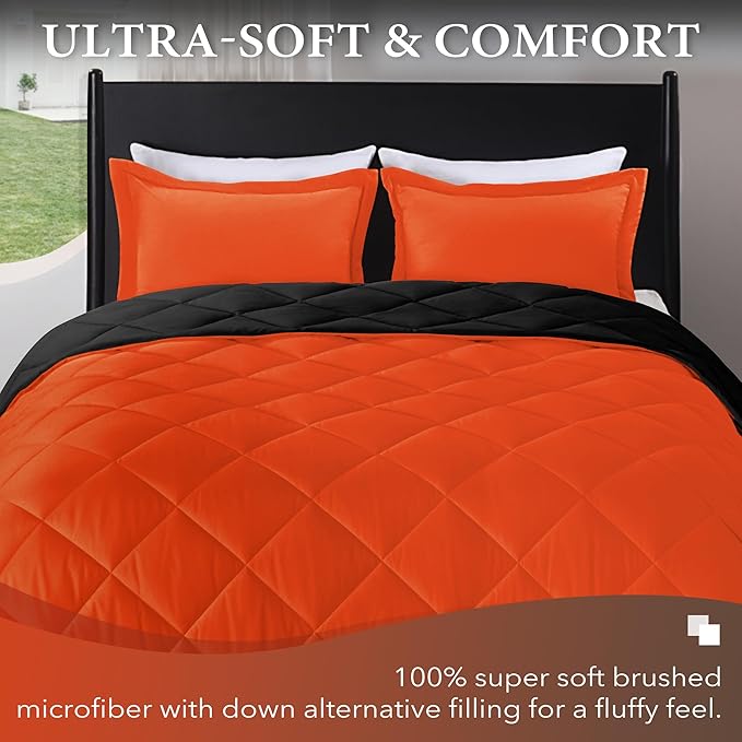downluxe Queen Comforter Set - Flame and Black Queen Comforter, Soft Bedding Sets for All Seasons -2 Pieces - 1 Comforter (88"x92") and 1 Pillow Sham(20"x26")