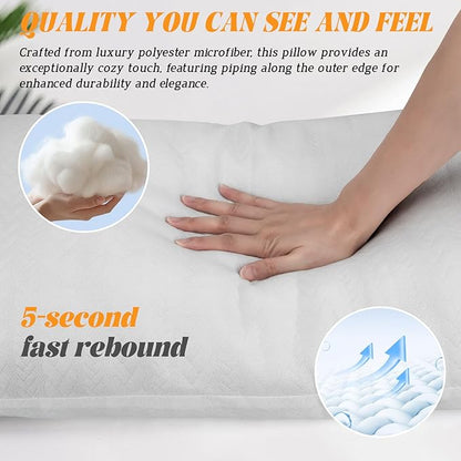 Bed Pillows Queen Size Set of 2, 30x20 Inches – Soft and Supportive Down Alternative Pillows for Sleeping, Hotel Collection Fluffy Pillows for Side and Back Sleepers