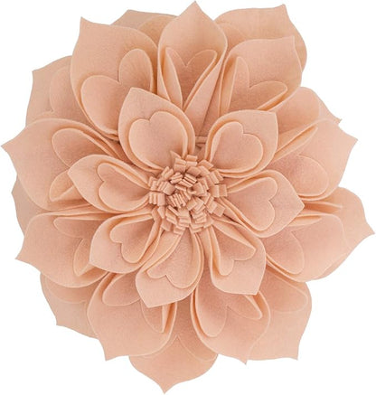 Fennco Styles Handmade 3D Heart-Shaped Petals Flower Decorative Filled Throw Pillow 13" Round - Rose Floral Pillow for Couch, Home Décor and Holiday, Housewarming Gift